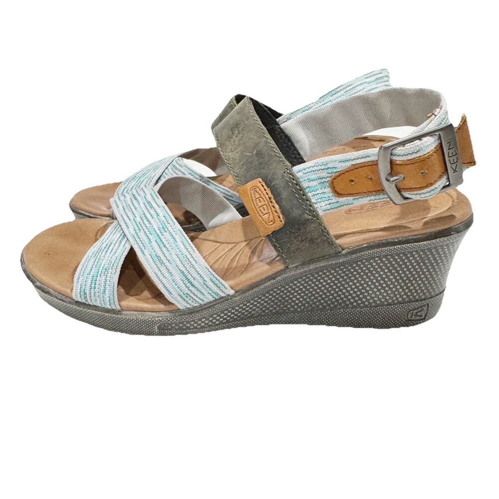 Keen Skyline Brindle Sandals Shoes Womens Sz 6.5 Brown Adjustable Strappy Wedge - Picture 1 of 7